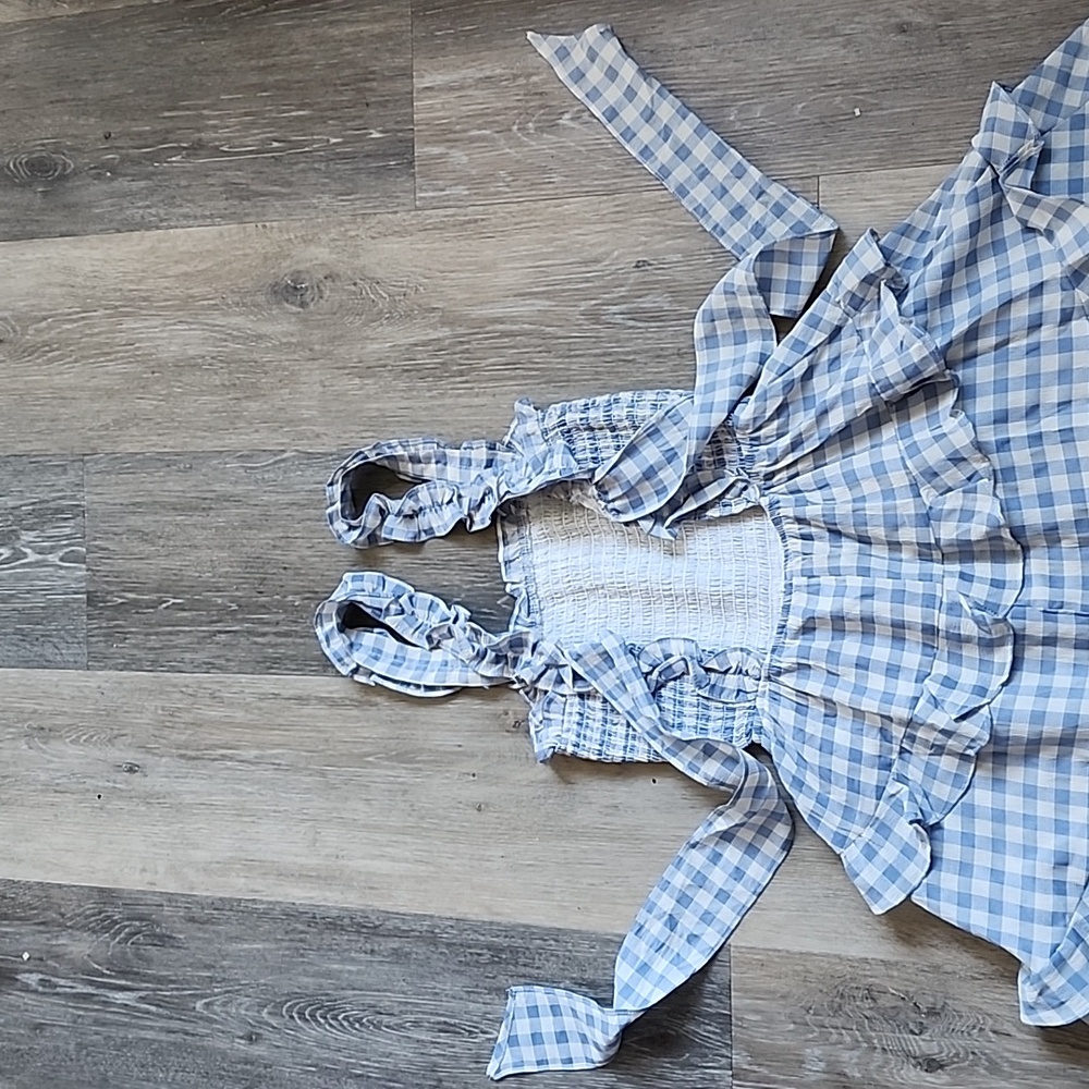 Blue Gingham Mini Dress - Picture 10 of 12